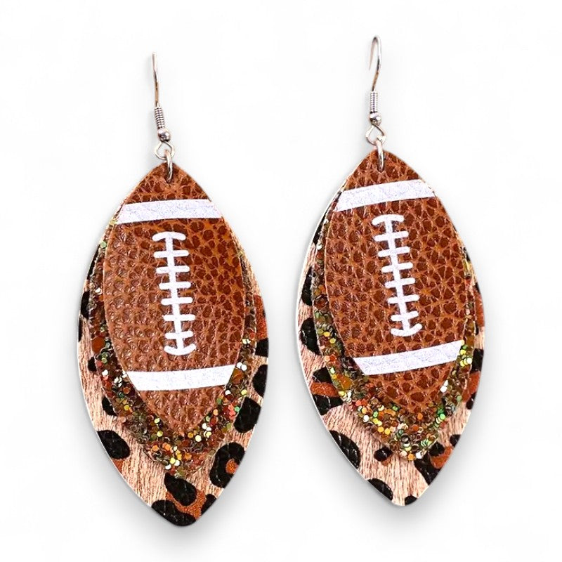 Glitter Faux Leather Football Earrings image 1