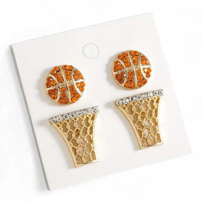 Rhinestone Basketball Stud Earrings image 0