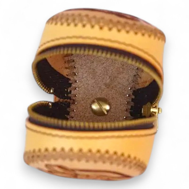 Tooled Leather Baseball Coin Purse Keychain image 5