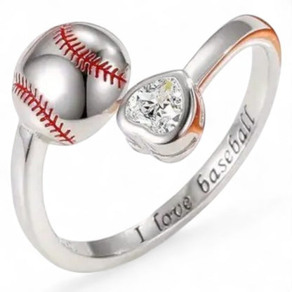 Adjustable I Love Baseball Rhinestone Ring image 2