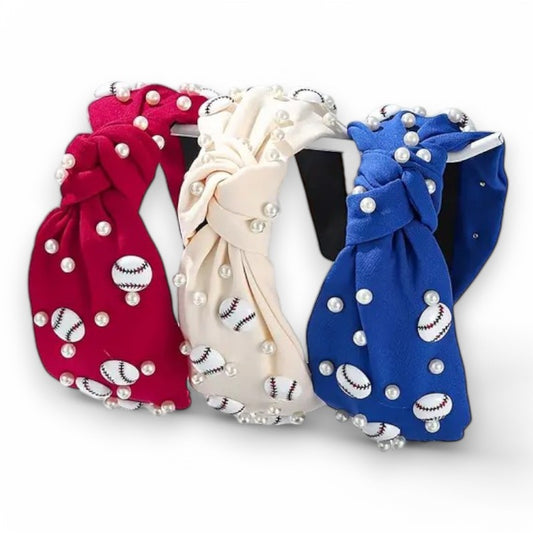 Pearl Baseball Knot Headband image 0
