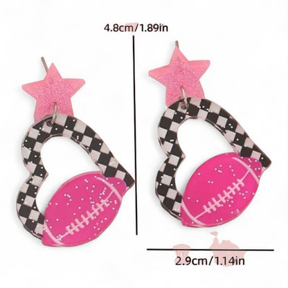 Chic Pink Heart-Shaped Football Earrings image 1