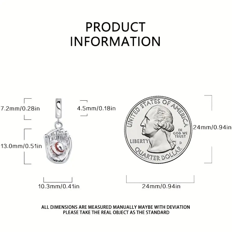 Baseball In Glove Bracelet Charm image 3