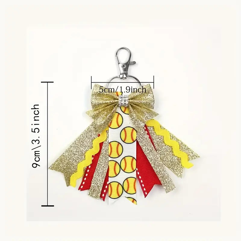 Softball Glitter Bow Keychain image 1