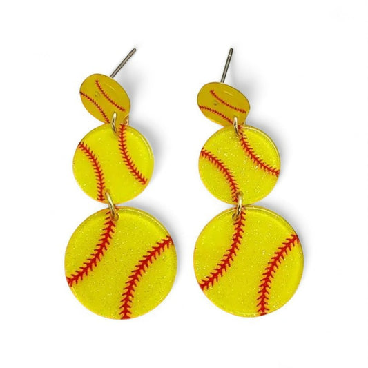 Glitter Softball Dangle Earrings image 0