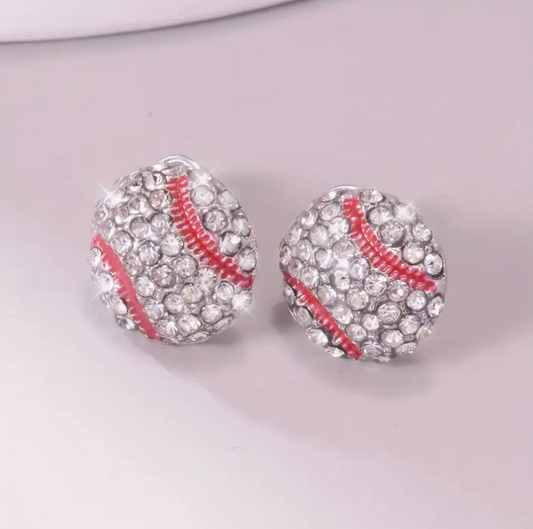 Rhinestone Baseball Stud Earrings image 0