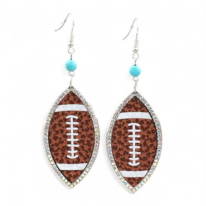 Rhinestone Football Dangle Earrings image 0