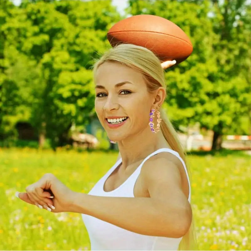 Football Helmet Hoop Earrings image 4