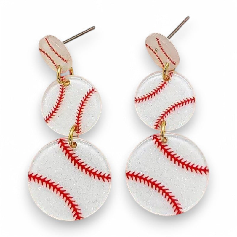 Glitter Baseball Dangle Earrings image 0