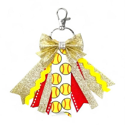 Softball Glitter Bow Keychain image 0