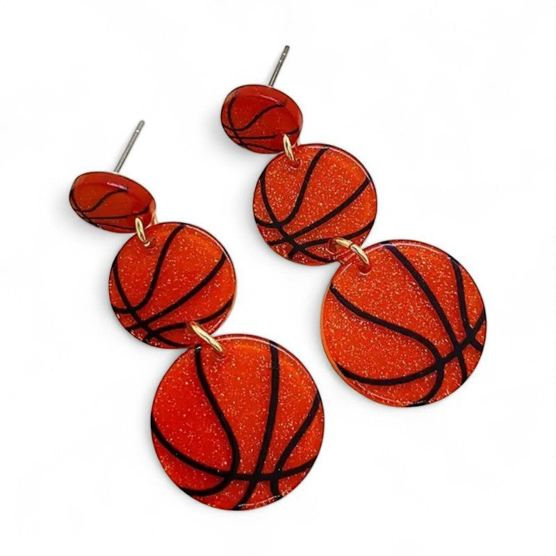 Glitter Basketball Dangle Earrings image 0