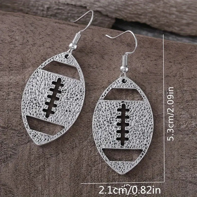 Hammered Football Dangle Earrings image 1