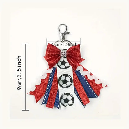 Soccer Glitter Bow Keychain image 1