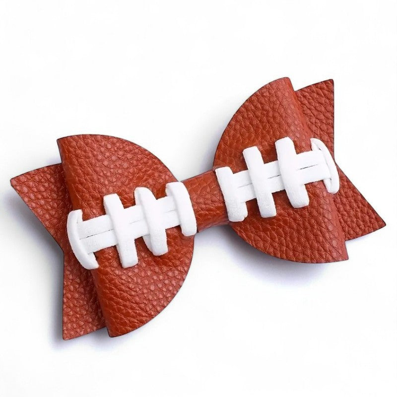 Faux Leather Football Hair Bow Clip image 0