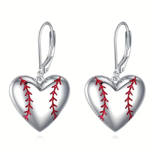 Heart Baseball Earrings - Sterling Silver image 0