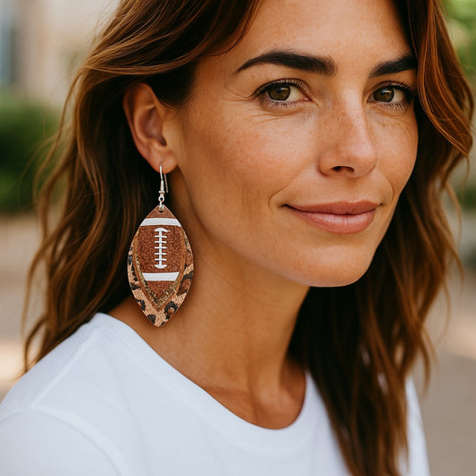 Glitter Faux Leather Football Earrings image 0