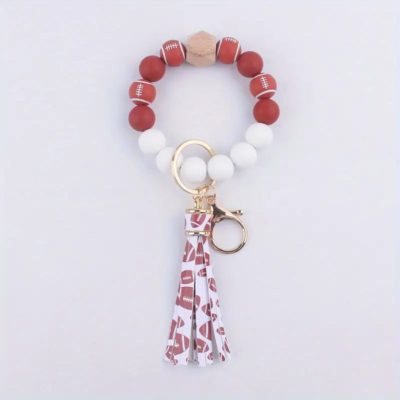 Leather Sports Tassel Bracelet Bangle Keychain Wristlet image 2