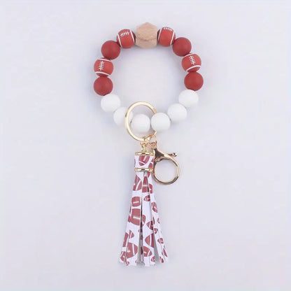 Leather Sports Tassel Bracelet Bangle Keychain Wristlet image 2