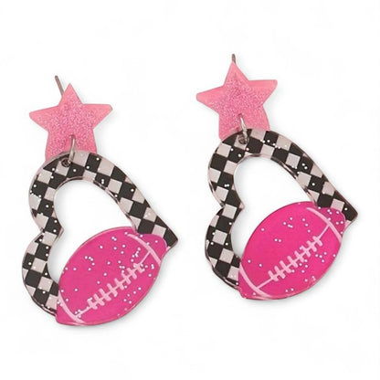 Chic Pink Heart-Shaped Football Earrings image 2