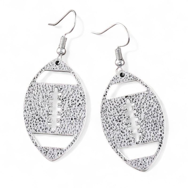 Hammered Football Dangle Earrings image 0