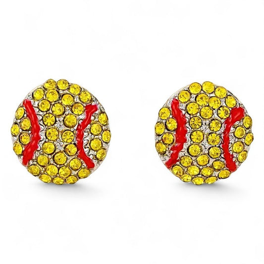 Rhinestone Softball Stud Earrings image 0