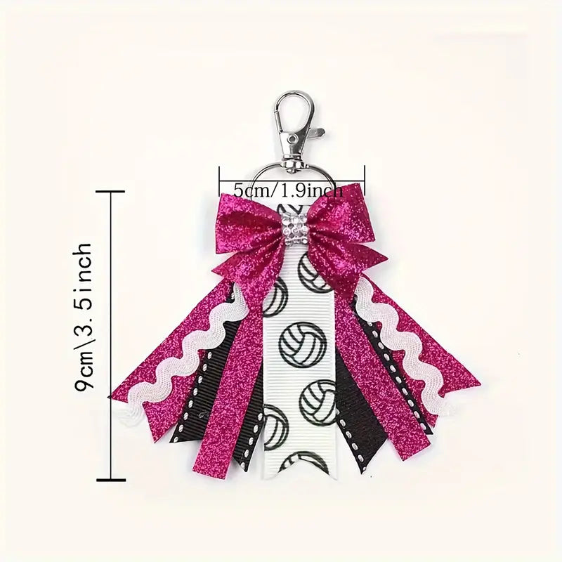 Volleyball Glitter Bow Keychain image 1