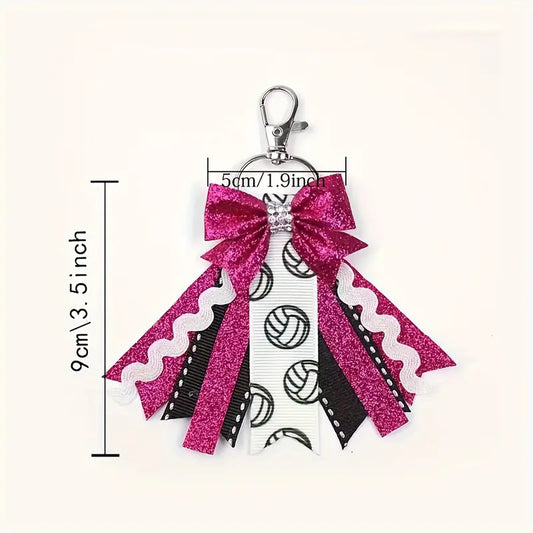 Volleyball Glitter Bow Keychain image 1