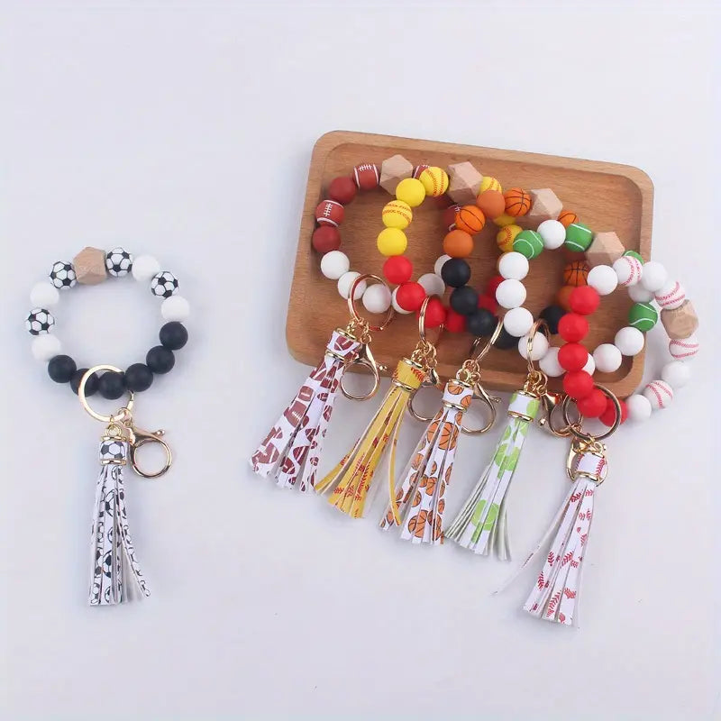 Leather Sports Tassel Bracelet Bangle Keychain Wristlet image 0