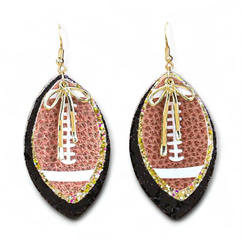 Glitter Football Bow Earrings image 0