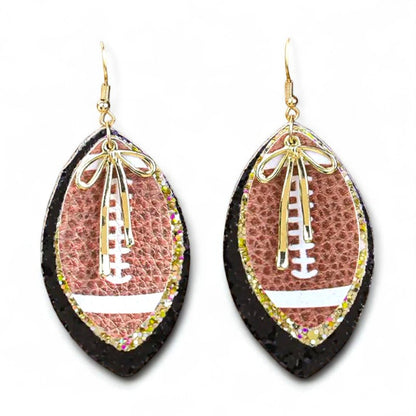 Glitter Football Bow Earrings image 0