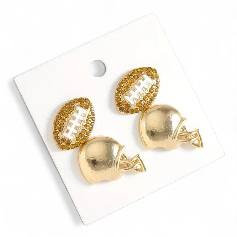 Rhinestone Football Stud Earrings image 0